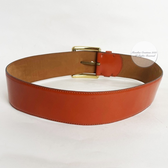 Moschino Belt by Redwall Wide Patent Leather Orange Made in Italy Vintage EU 42 main image 6